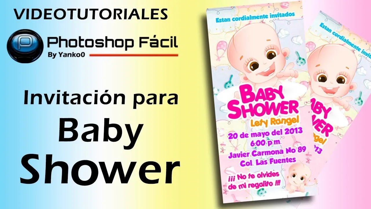 Invitacion para Baby Shower Photoshop by @yanko0 - YouTube