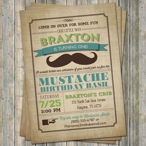 invitación de bigote hombre pequeño por freshlysqueezedcards