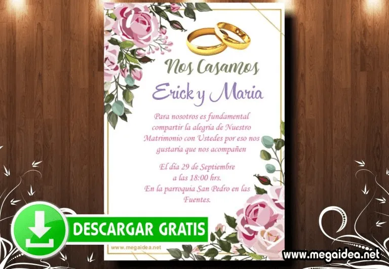 Invitación de Boda para Editar GRATIS – Mega Idea | Invitaciones de boda  imprimibles, Invitaciones de boda, Invitaciones de boda digitales