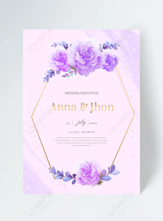 Invitación De Boda De Guirnalda De Flores Moradas | Descarga Plantilla de  diseño PSD Gratuita - Lovepik