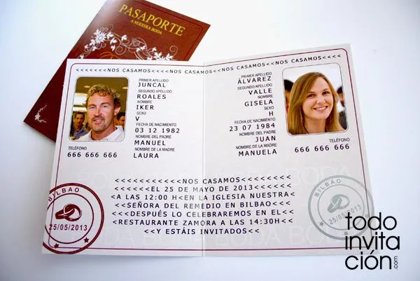 Invitación de boda pasaporte | Diseño de invitaciones, detalles ...