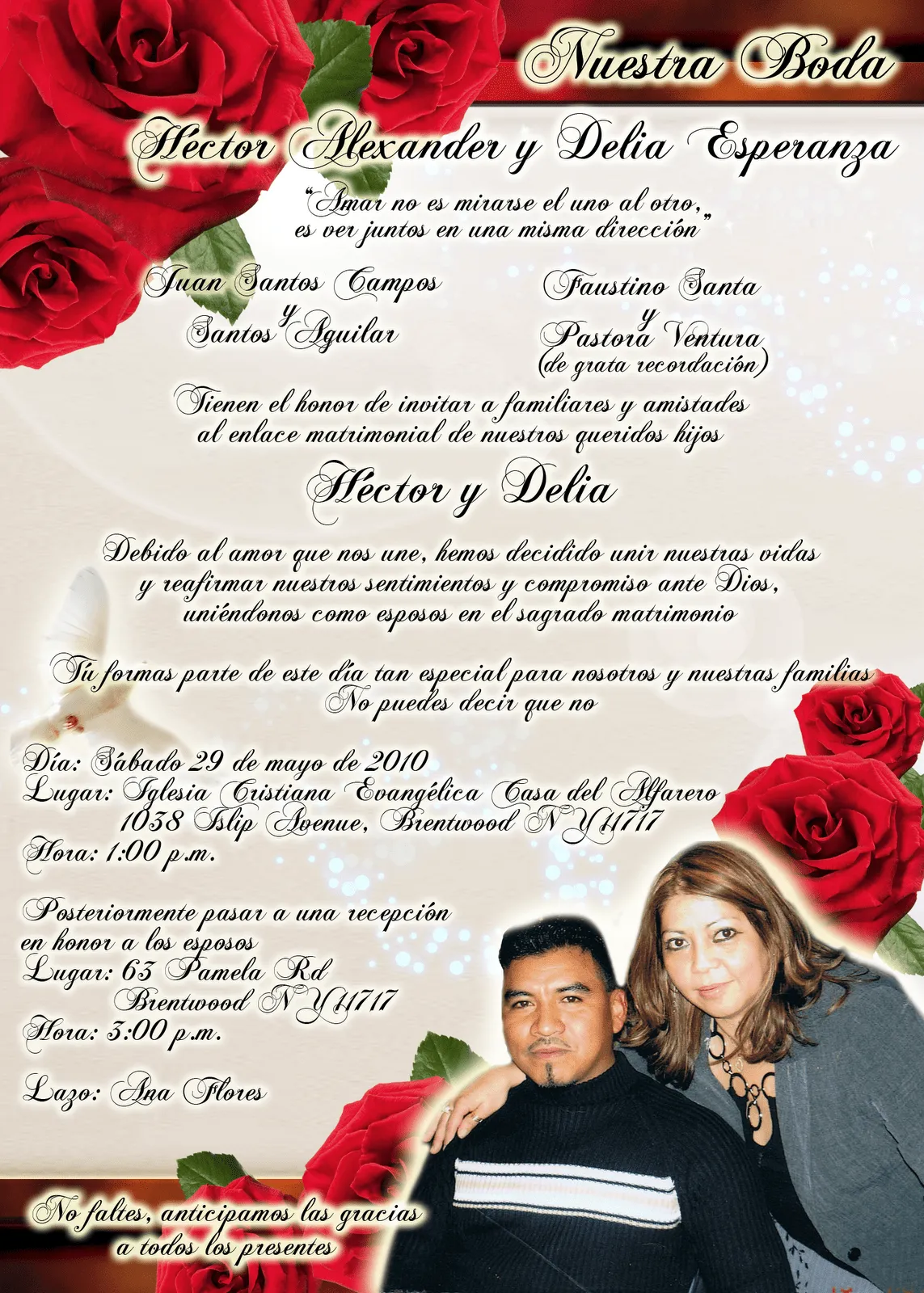 Invitación de Boda con Rosas Rojas | Invitaciones Gratis DaVinci