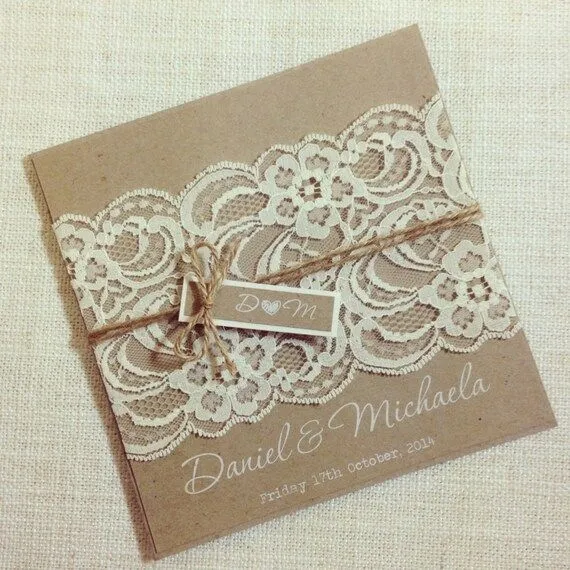 Invitación de boda rústica blanco tinta por StunningStationery