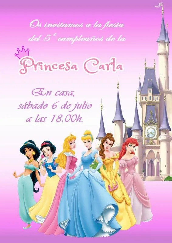 Invitación de castillo de princesas - Imagui