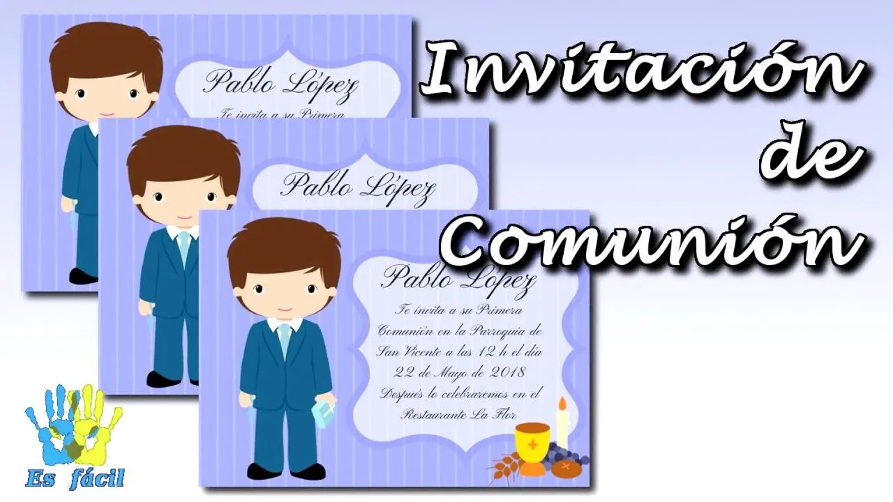 Cómo hacer una invitación para Comunión gratis. First Communion invitation  - YouTube