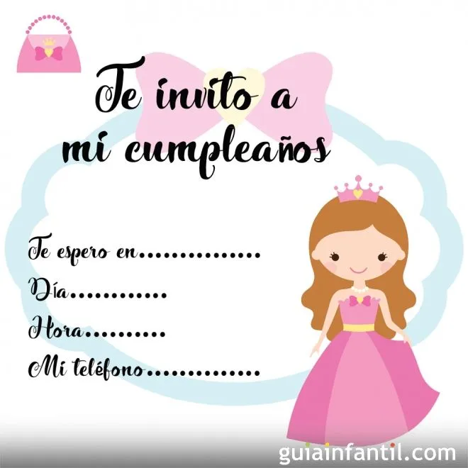 Invitación de cumpleaños con dibujos de princesas de fantasía ...