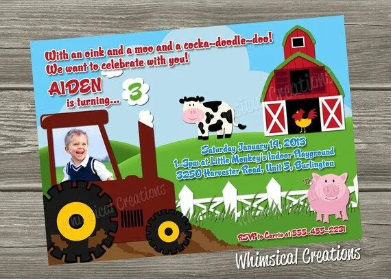 Invitación del cumpleaños la granja por WhimsicalCreationsPC