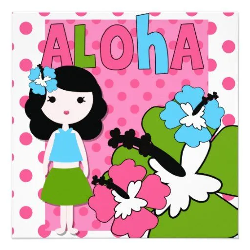 Invitación del cumpleaños de la hawaiana (chica de de Zazzle.