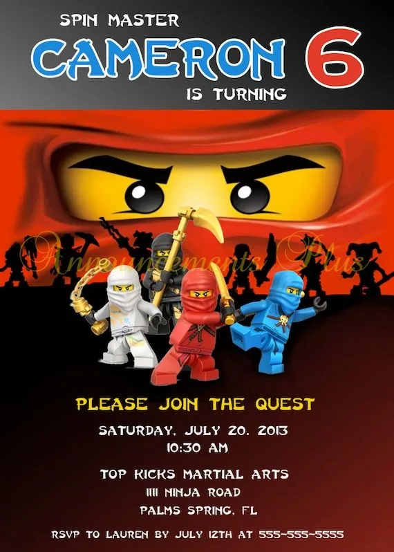 Invitación del cumpleaños 5 x 7 Ninjago 5 por AnnouncementsPlus