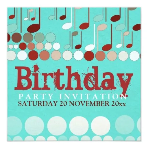 Invitación del cumpleaños de las notas musicales | Zazzle