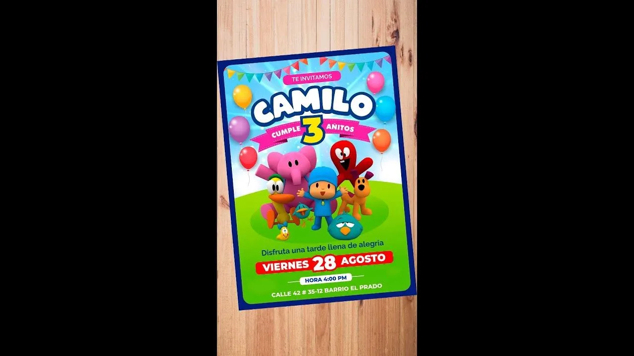 Invitacion de cumpleaños de pocoyo - YouTube