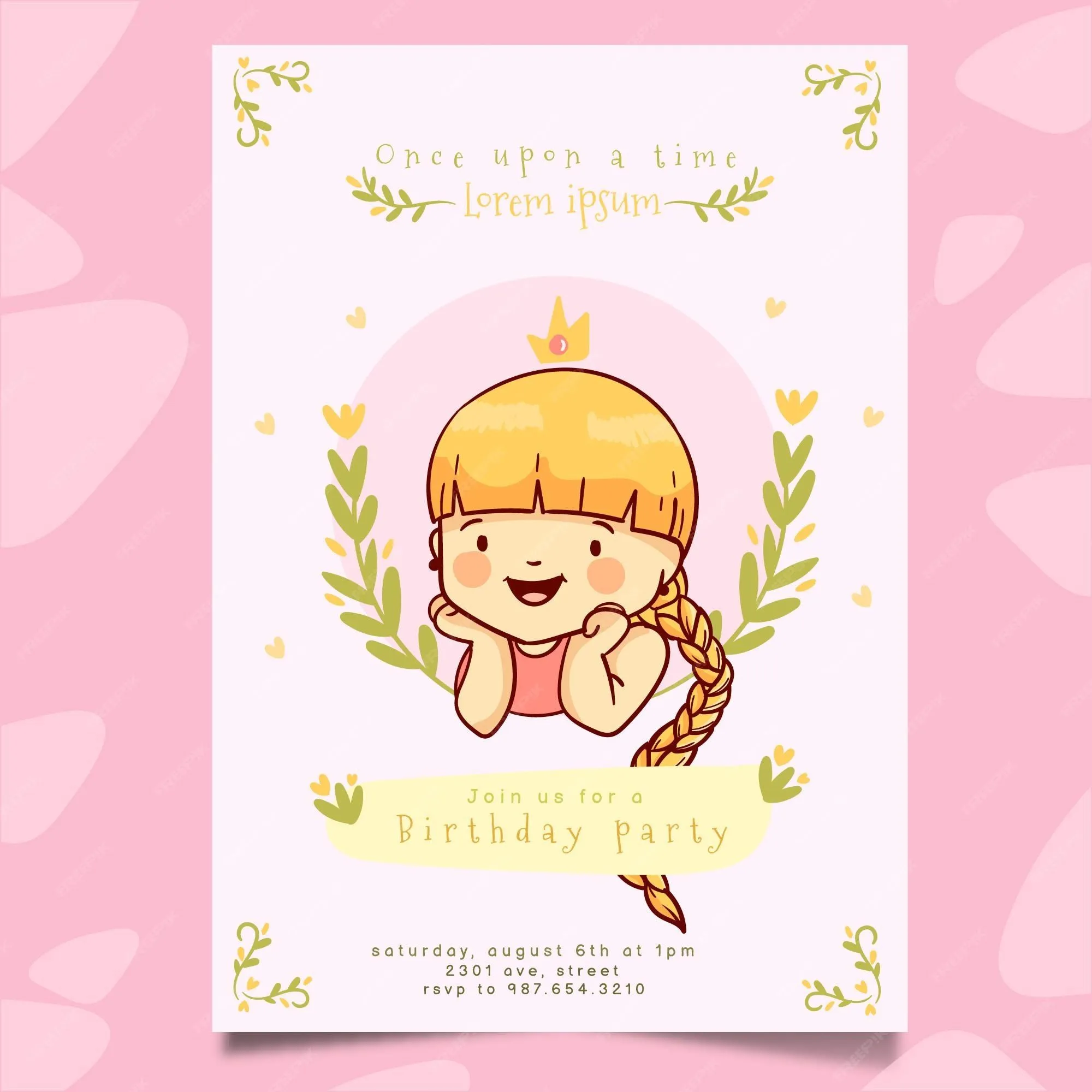 Invitación de cumpleaños de rapunzel | Vector Gratis