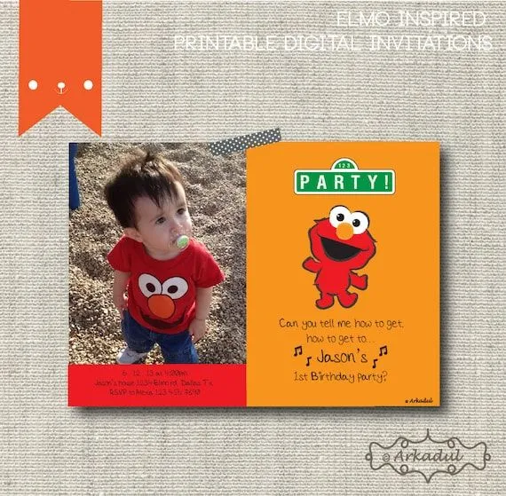 Invitacion Digital para Imprimir : Inspirada en Elmo por arkadul