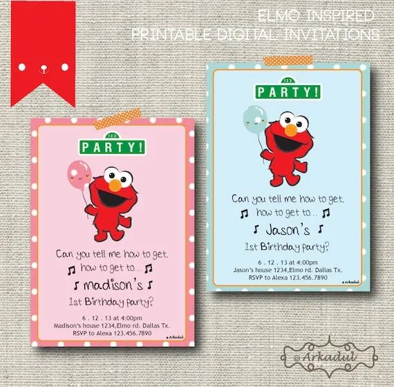 Invitacion Digital para Imprimir : Inspirada en Elmo por arkadul