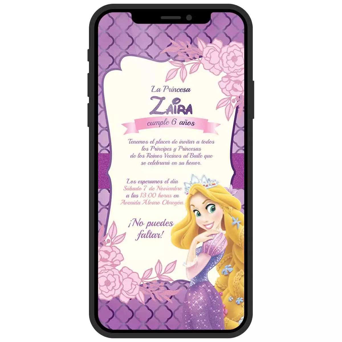 Invitación Digital Rapunzel - Divino Detalle