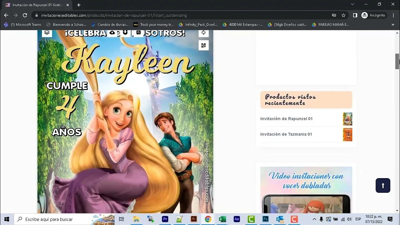 Cómo hacer una invitación digital de Rapunzel, fácil y gratis - YouTube