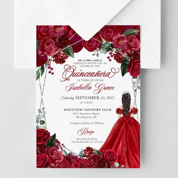 Invitación EDITABLE Elegante Invitación Floral De Quinceañera - Etsy México