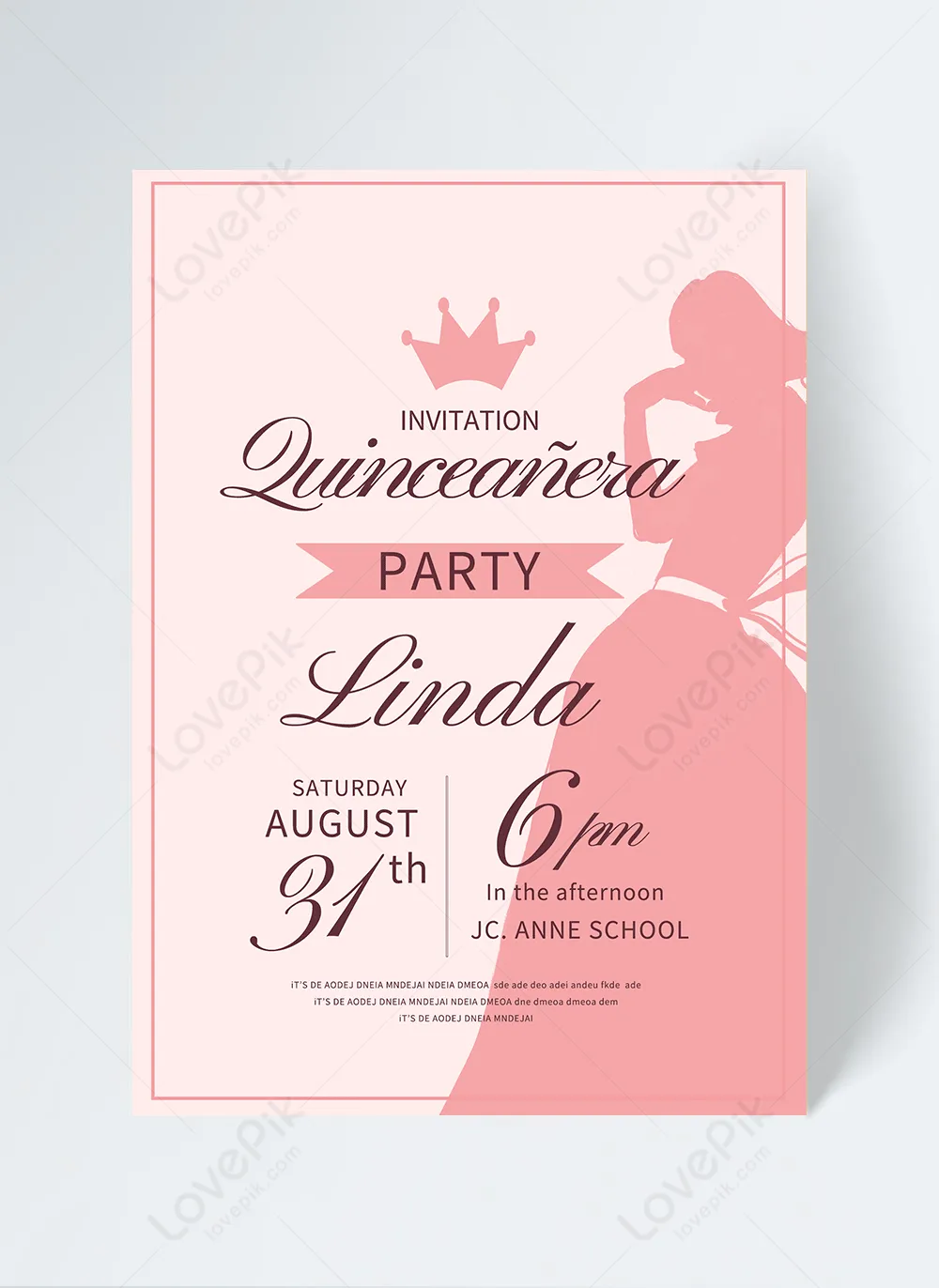 Invitación A Fiesta De Ceremonia De Adultos De Quinceañera Simple Rosa |  Descarga Plantilla de diseño PSD Gratuita - Lovepik