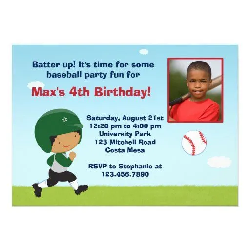 Invitación de la fiesta de cumpleaños del béisbol de Zazzle.