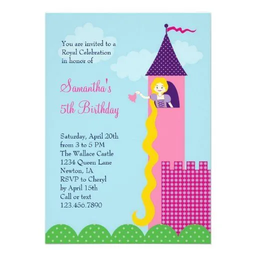 La fiesta del cumpleaños del rapunzel del chica li invitación de ...