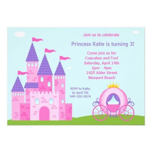 Invitación de la fiesta de la princesa cumpleaños de Zazzle.