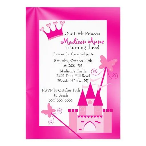 Invitación de la fiesta de la princesa cumpleaños de Zazzle.