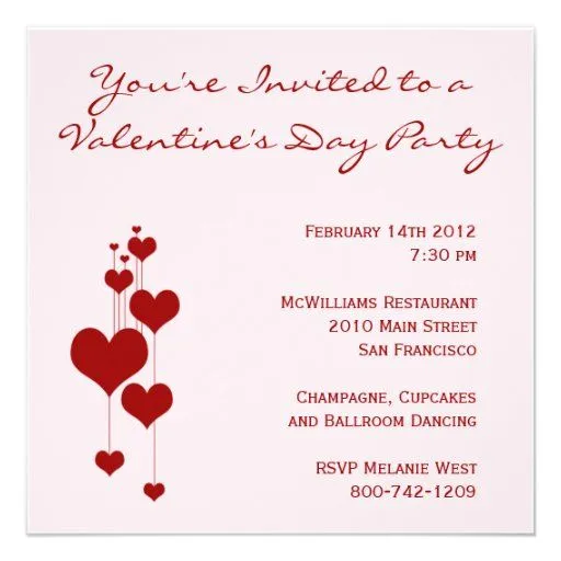 Invitación del fiesta del día de San Valentín de Zazzle.