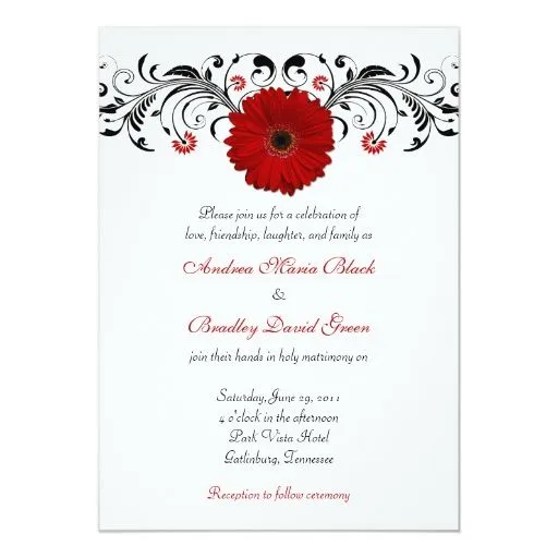 Invitación floral del boda de la margarita roja | Zazzle