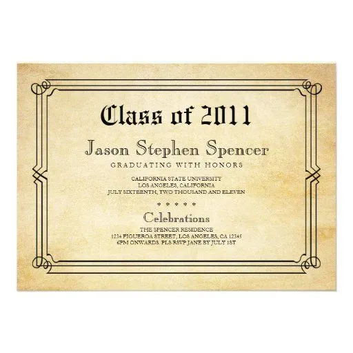 Invitación de la graduación del estilo del diploma de Zazzle.