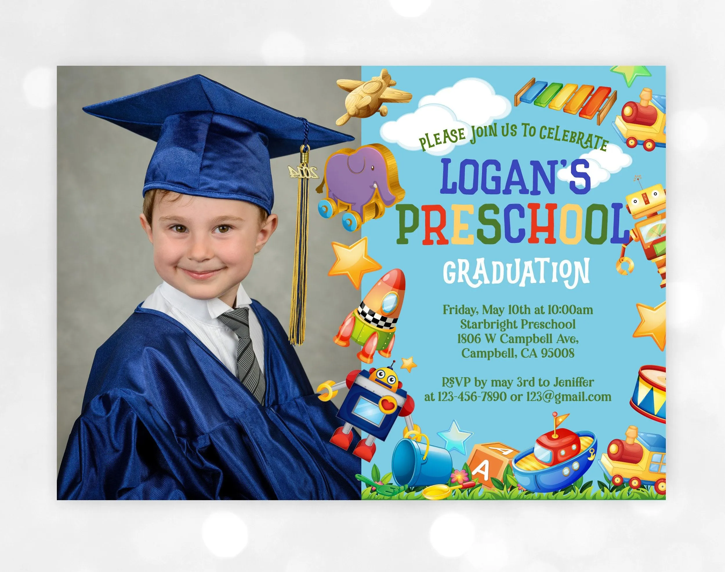 Invitación de graduación preescolar Invitación de fiesta de - Etsy España