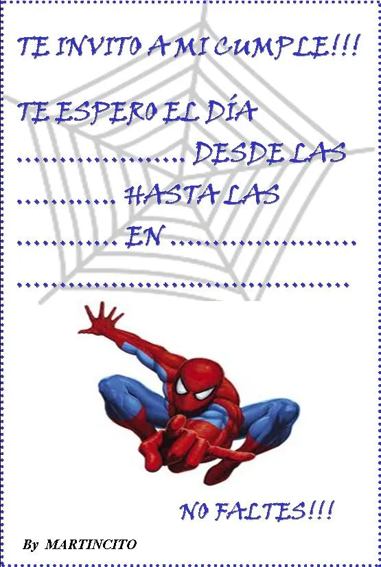 Invitaciónes de cumpleaños de spiderman para imprimir - Imagui