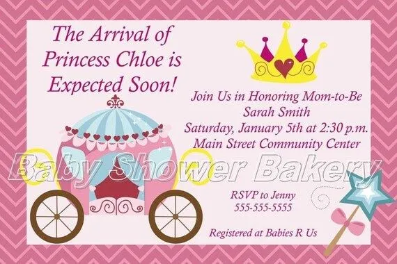 Invitación imprimible babyshower princesa por BabyShowerBakery