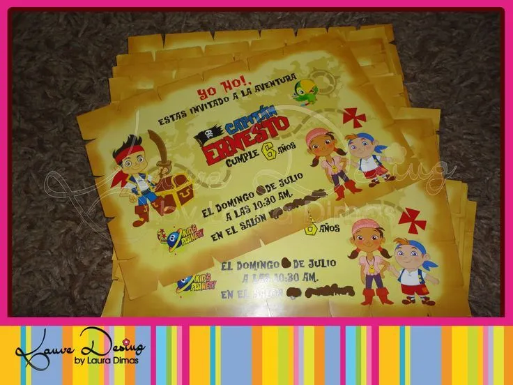 Invitación mapa Jake y los Piratas | Infantiles | Pinterest