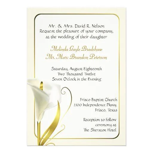 Invitación de marfil elegante del boda de la cala de Zazzle.