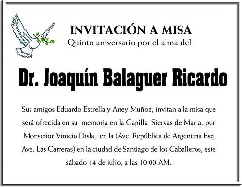 Invitación a misa por aniversario - Imagui