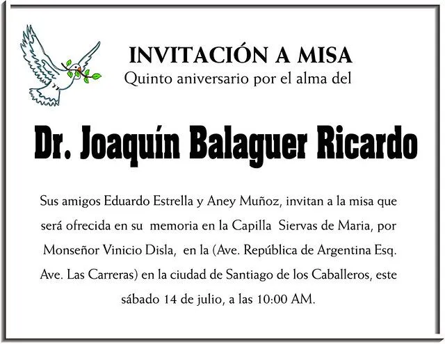 Invitación a misa de aniversario de fallecido - Imagui