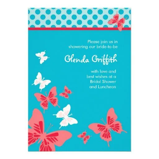 Invitación nupcial de la ducha de las mariposas de Zazzle.