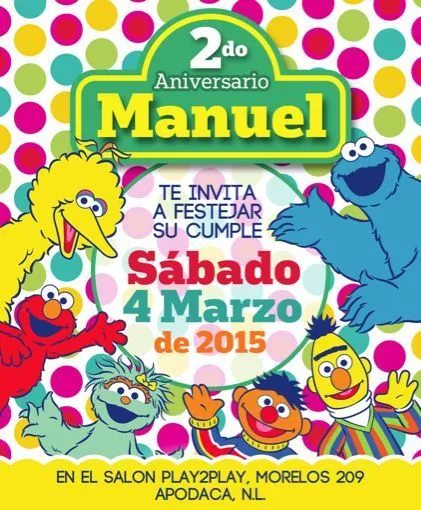 Invitación Plaza Sesamo | Invitaciones Fiestas Infantiles | Pinterest