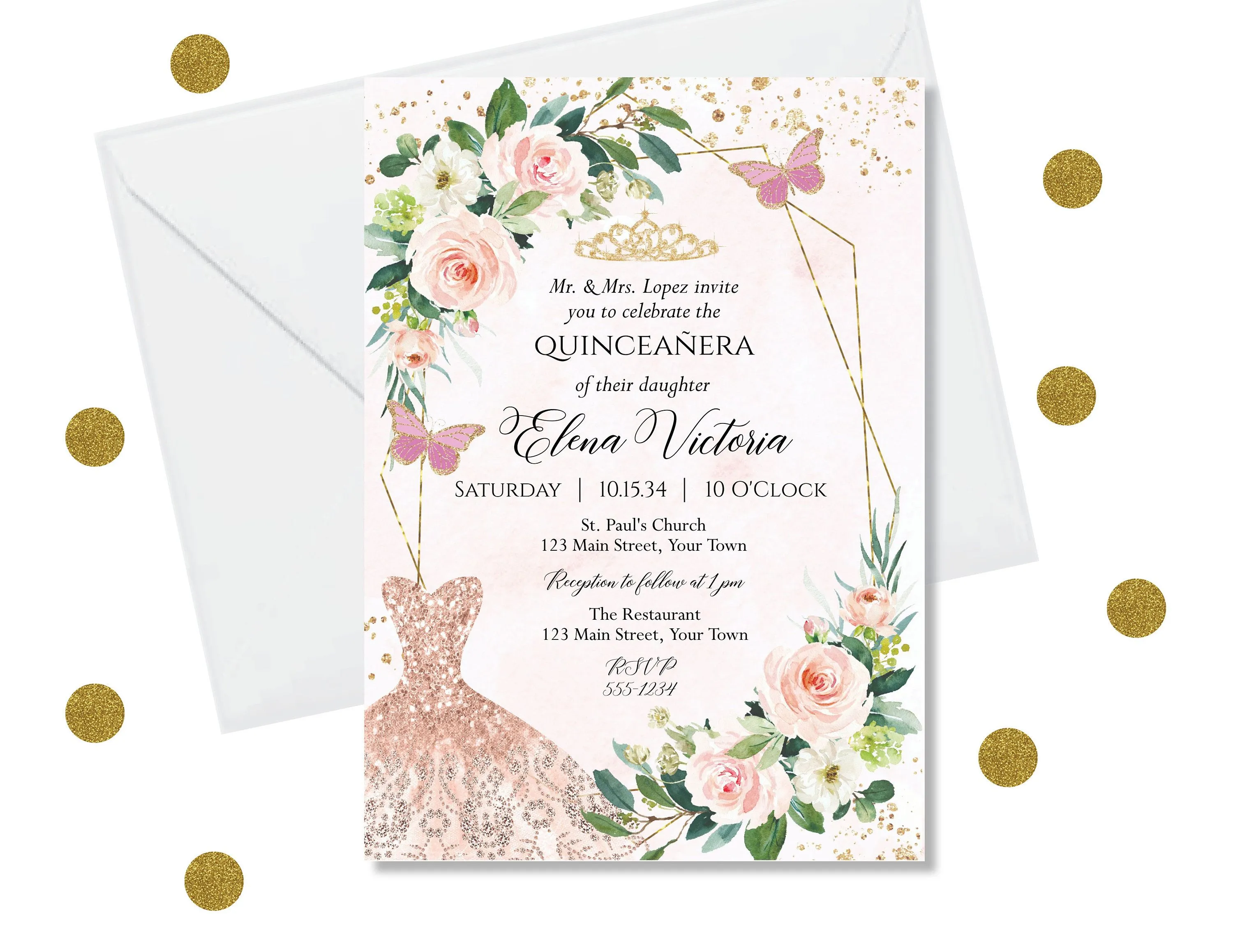 Invitación de quinceañera editable con bricolaje flores rosa - Etsy México