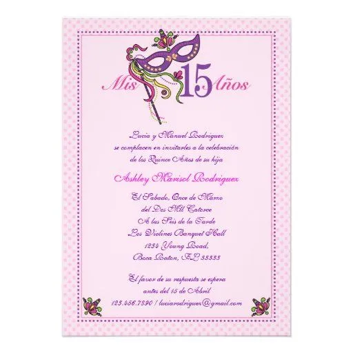 Invitación de Quinceañera de la máscara 15 de Zazzle.