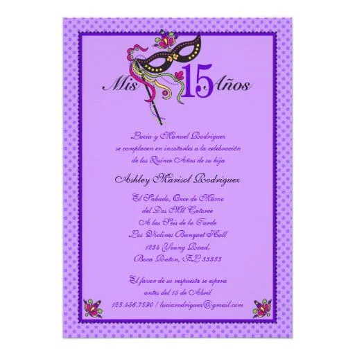 Invitación de Quinceañera de la máscara 15 de Zazzle.