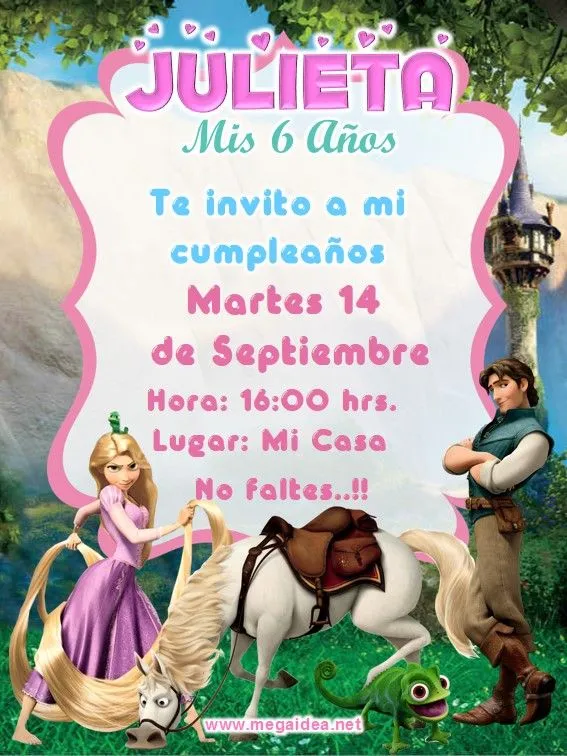 Invitación de Rapunzel GRATIS para editar - Robnei