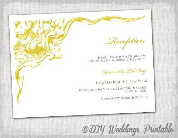 Invitación de recepción para imprimir por diyweddingsprintable