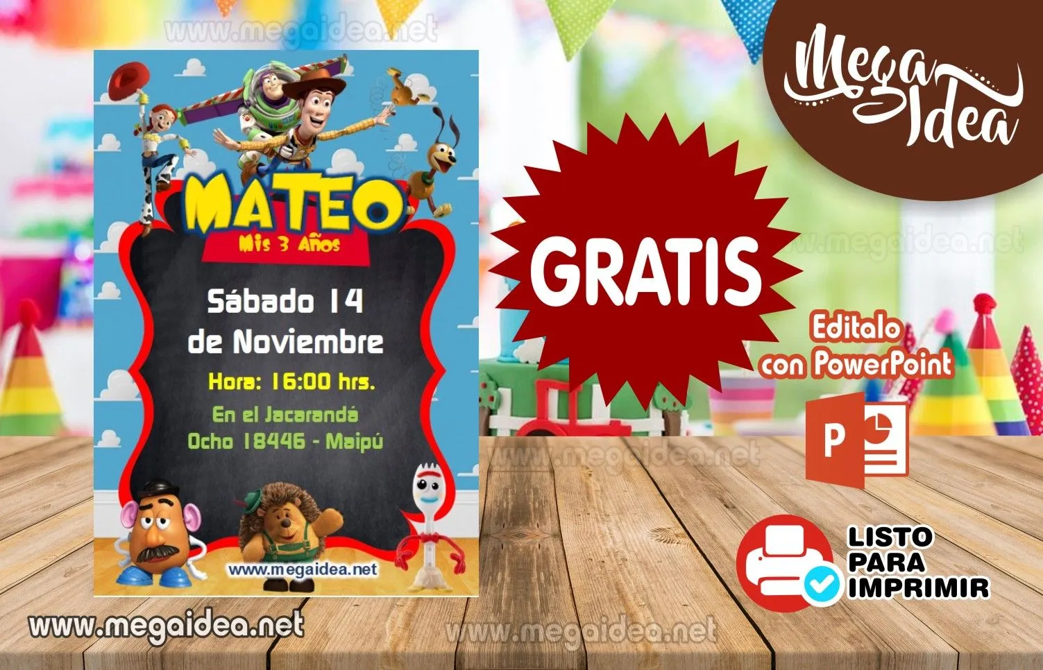 Invitación de Toy Story 4 GRATIS para editar - Robnei