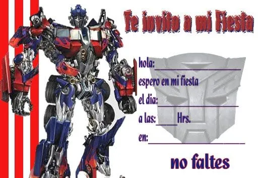 Invitación de transformers - Imagui