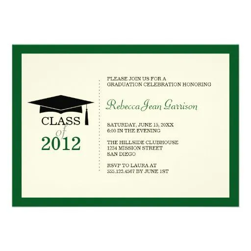 Invitación verde oscuro de la graduación de la bor de Zazzle.