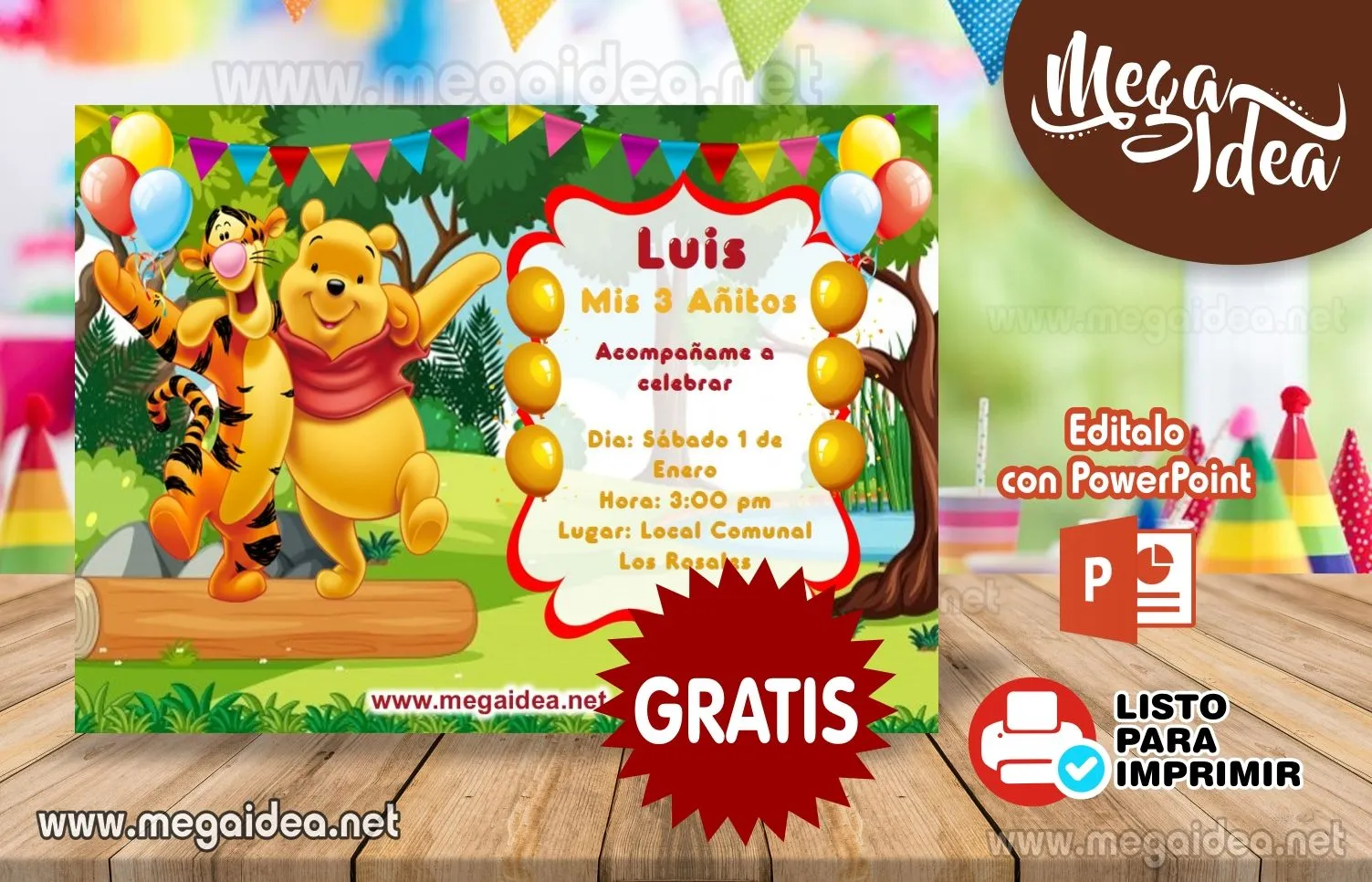 Invitación de Winnie Pooh para Editar GRATIS - Robnei