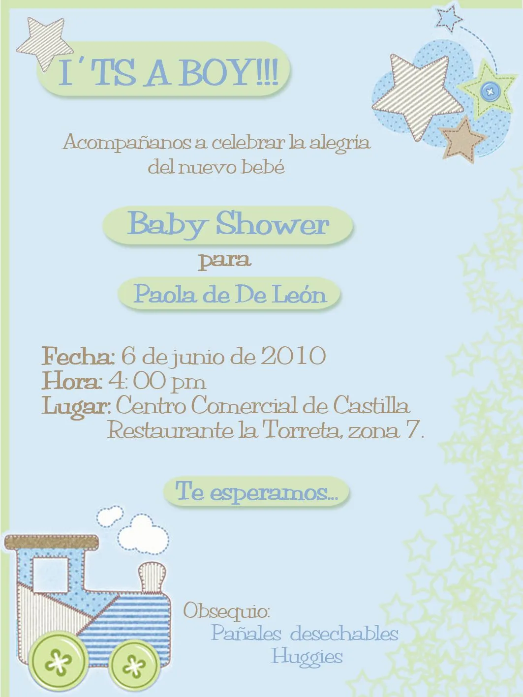 Invitaciones Baby Shower Niño! « Andrea Blog