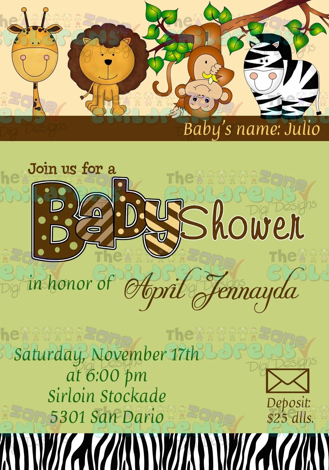 Invitaciones para baby shower safari gratis - Imagui