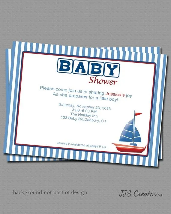 Invitaciones de barquito para Babyshower por JJsquaredCreations